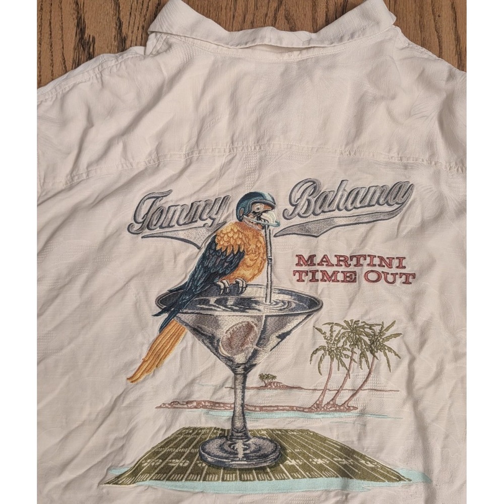 Tommy Bahama Martini Time Out Silk Button Down Shirt Football Men's 3XL Parrot